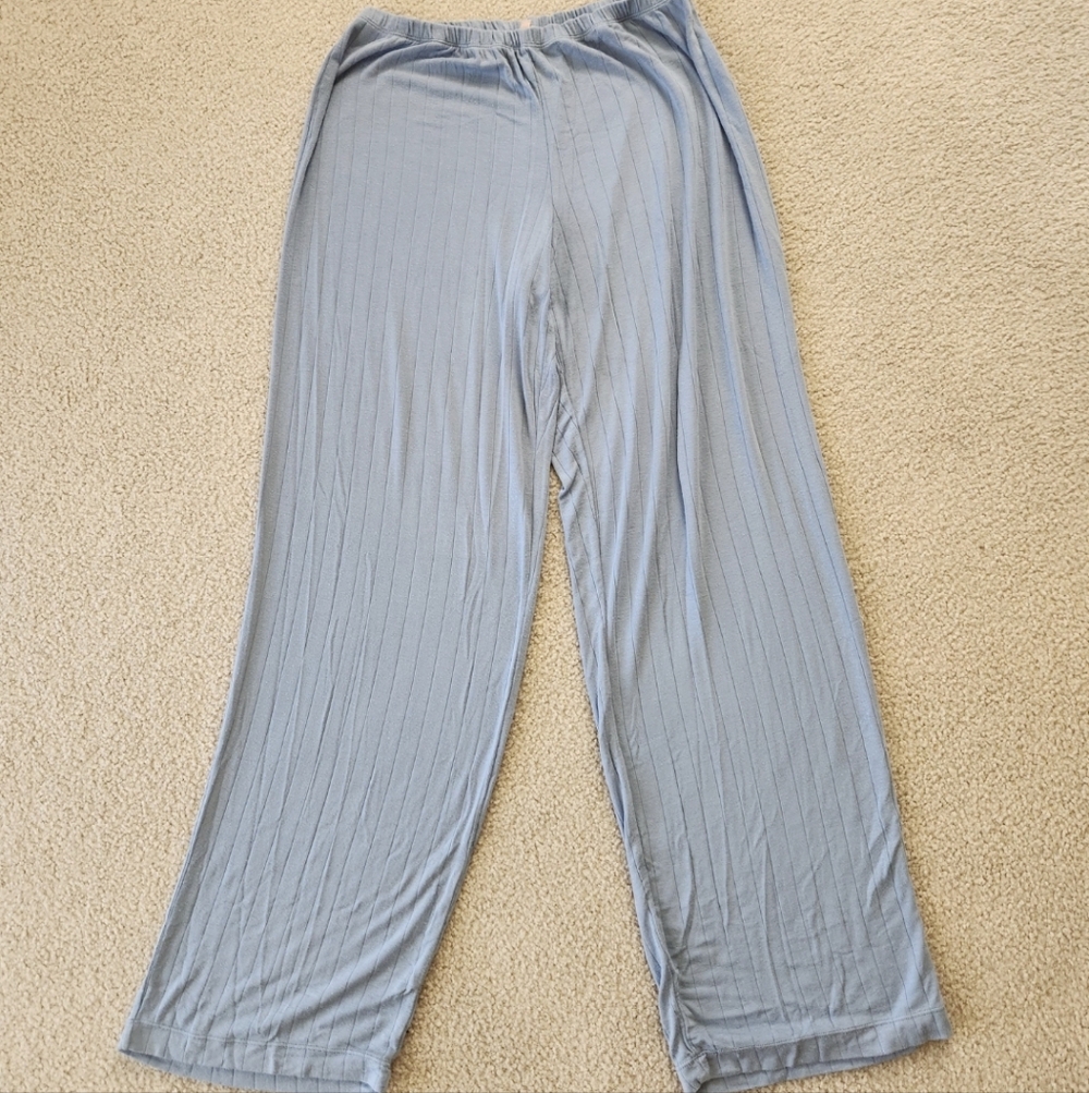 Eberjey TENCEL Modal Lounge Pants – Dusty Blue Ribbed Soft Pajama Pants (M)